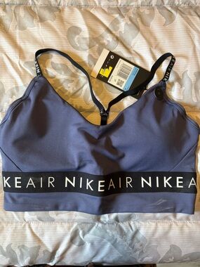 (NWT) Nike Air Women's Sports Bra in Slate Blue with Black Band-size M